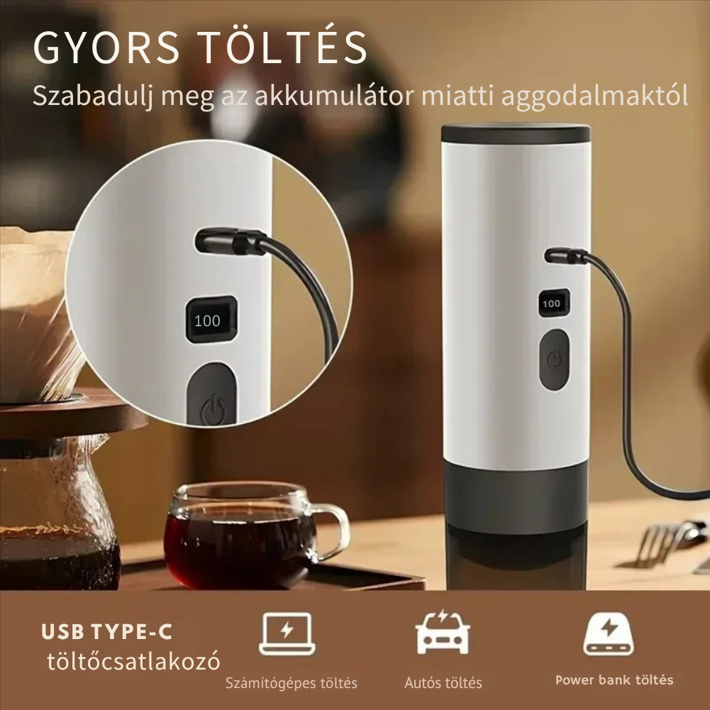 Brewgo™ – Hordozható Akkumulátoros Kávéfőző